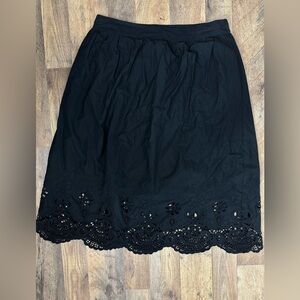 NWT Talbots Black 10P Petite Skirt embroidered Hem and Pockets Poplin